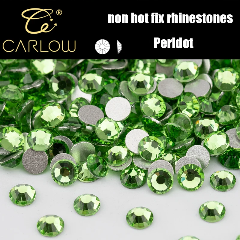 CARLOW Peridot SS4-SS30 Glitter Crystals AAAAA Non Hotfix Rhinestones Flatback Strass for DIY Garment Nails YZ-019