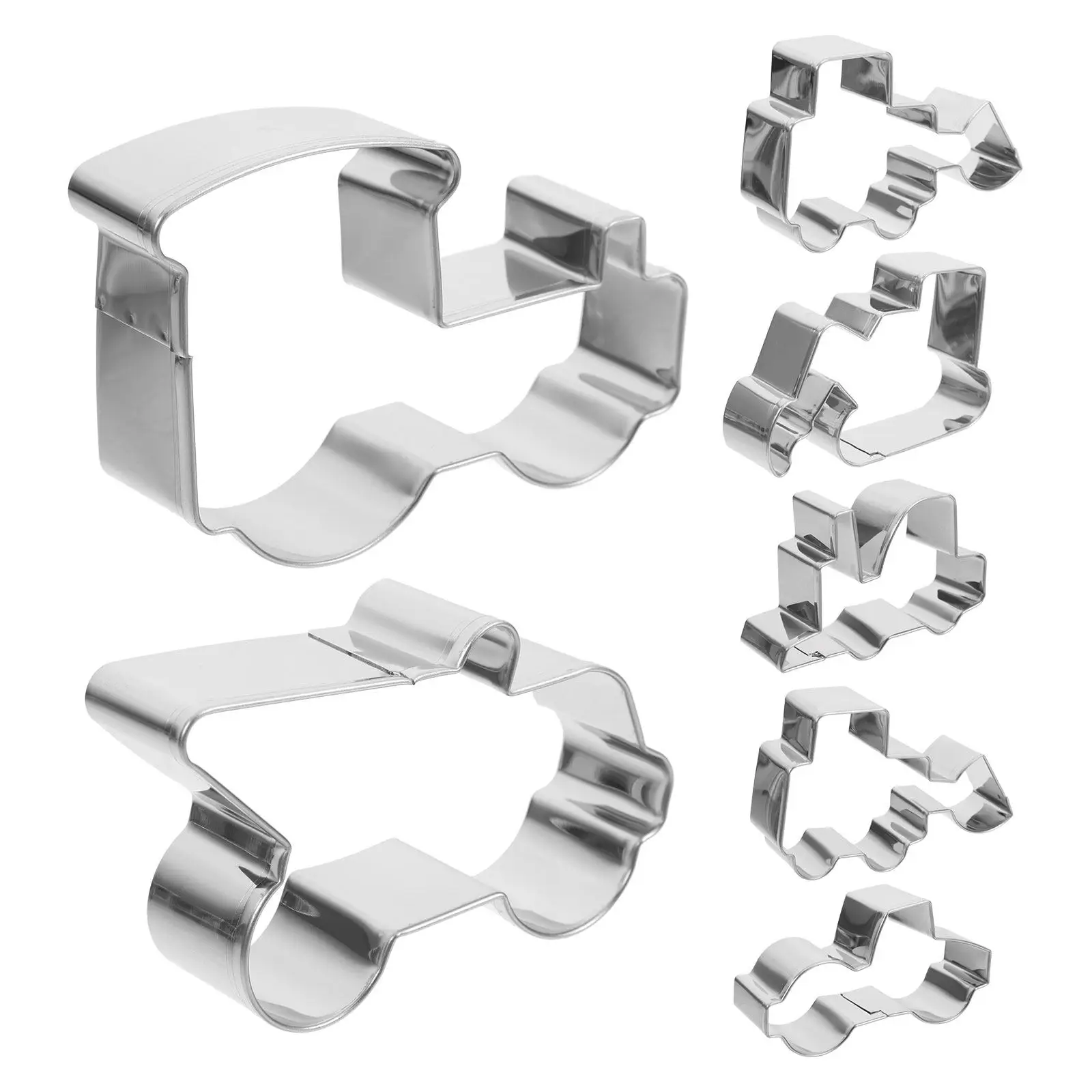 7Pcs Construction Vehicle Cookie Cutter Set Stainless Steel Baking Mold Forklift Dump Truck Excavator Tractor Party Baking