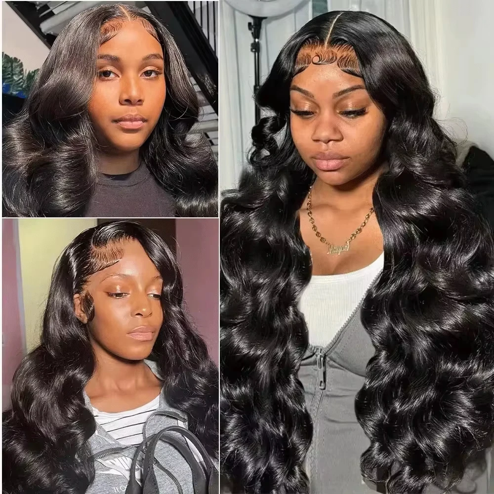 HD 40 Inches 250% 5x5 Glueless Ready To Wear Closure Burmese Remy Human Hair 13x6 Lace Front Human Hair Wigs Transparent Body Wave 13x4 Lace Frontal Wig image 4