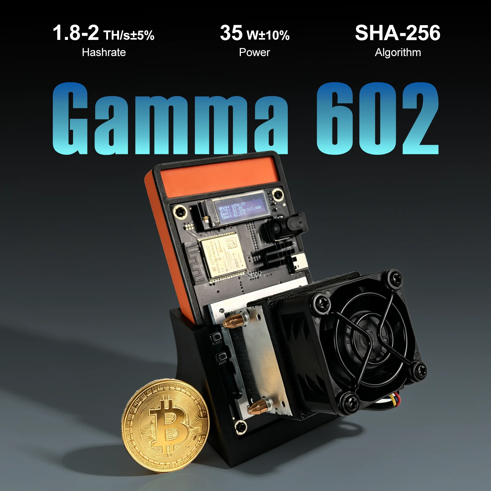 Bitaxe Gamma 601/602 Bitcoin Solo Mining Machine 1.7~1.8TH/s – Open Source Lottery Miner Overclockable ASIC, Personal Crypto Rig