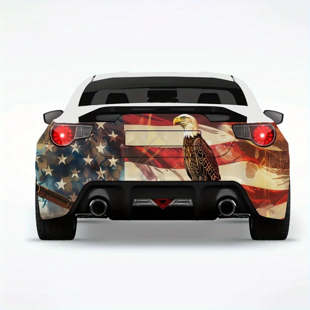 

Орел на танке с флагом, виниловая наклейка на заднюю часть автомобиля, водонепроницаемые самоклеящиеся виниловые наклейки для хвоста и бампера автомобиля, украшение