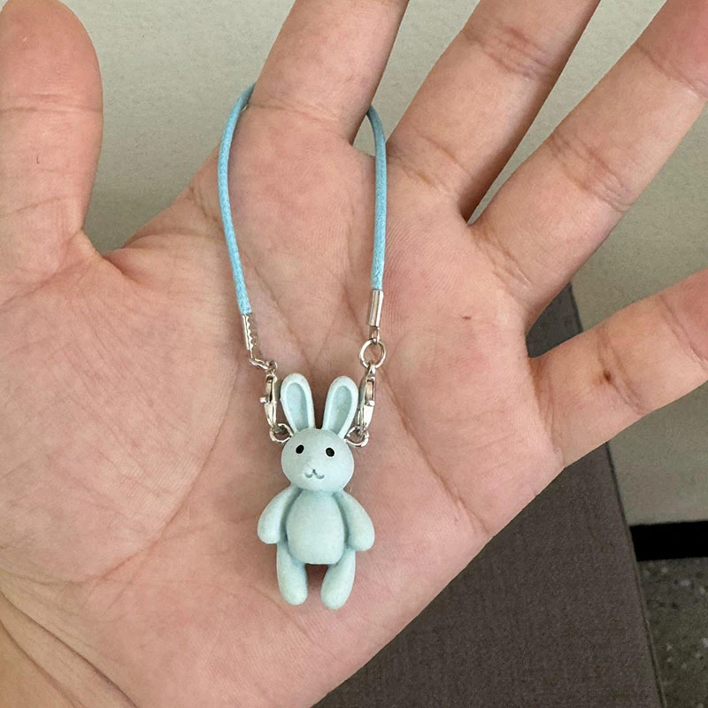 귀여운 만화 미니 토끼 펜던트 인형집 액세서리 플러시 인형 목 장식용 귀여운 토끼 모델 장식품 드레스업 장난감