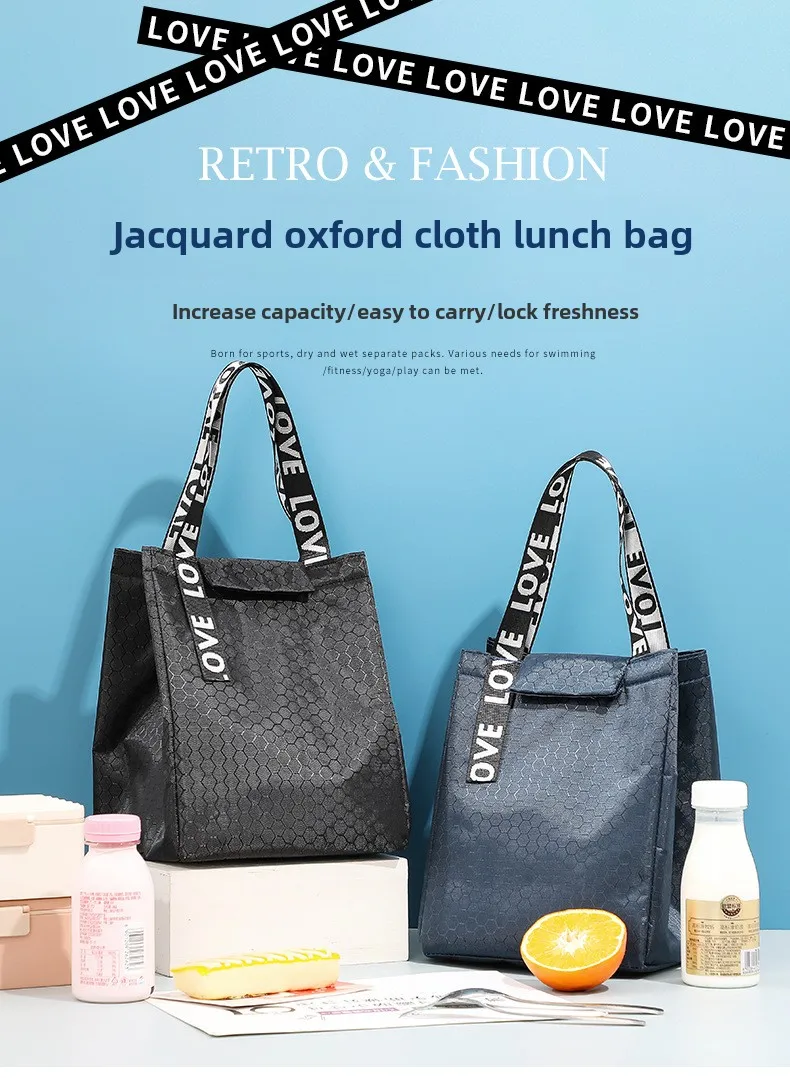 Navy Forest Lunchbox, große Kapazität, tragbar, isoliert, Thermo-Lunch-Tasche aus Oxford-Stoff, Lebensmittelaufbewahrung, Picknick-Tasche für Damen und Herren – Detail 1