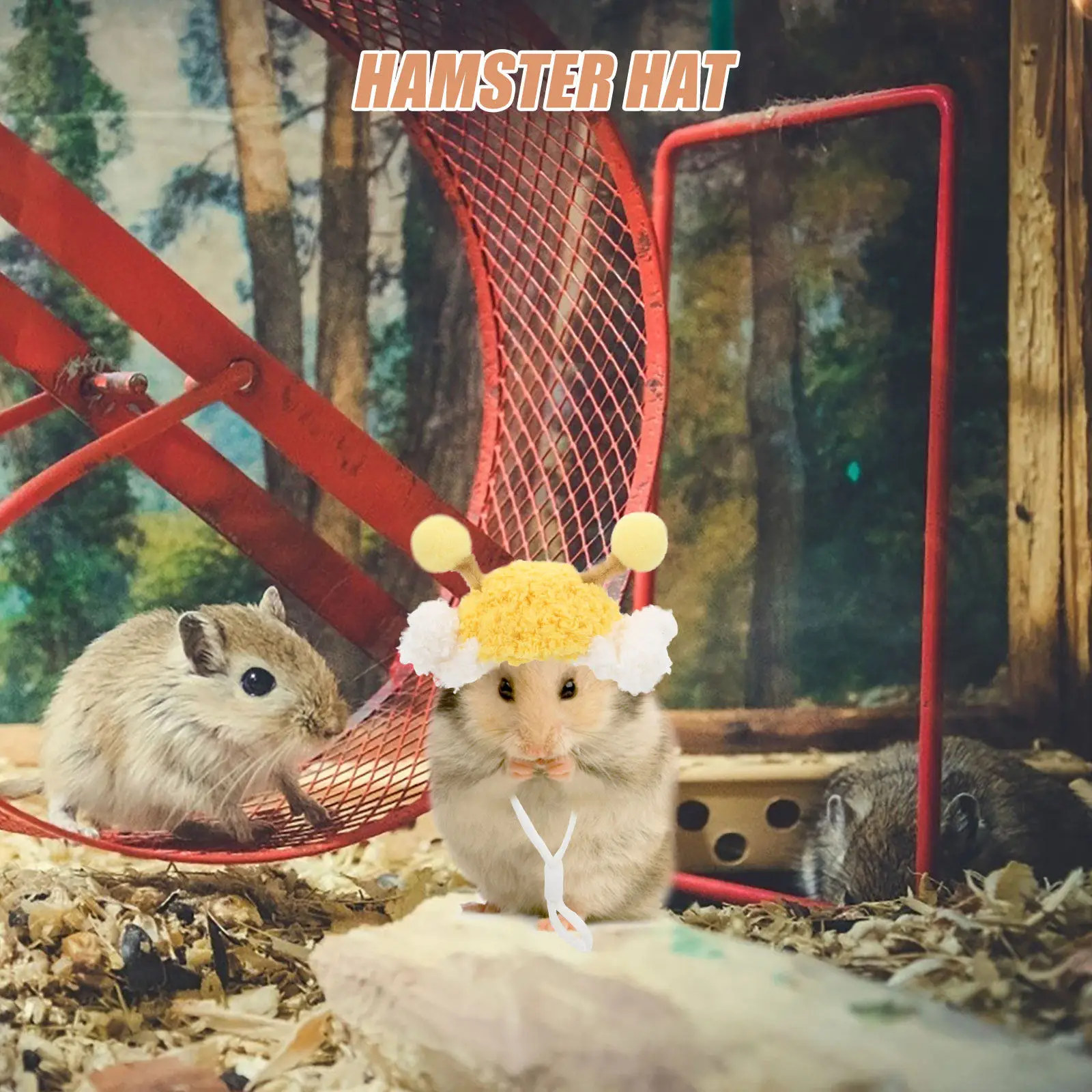 

Вязаная вручную мини-шапка для хомяка, праздничный головной убор для мелких животных, новогодняя шапка для попугая, кролика, хомяка