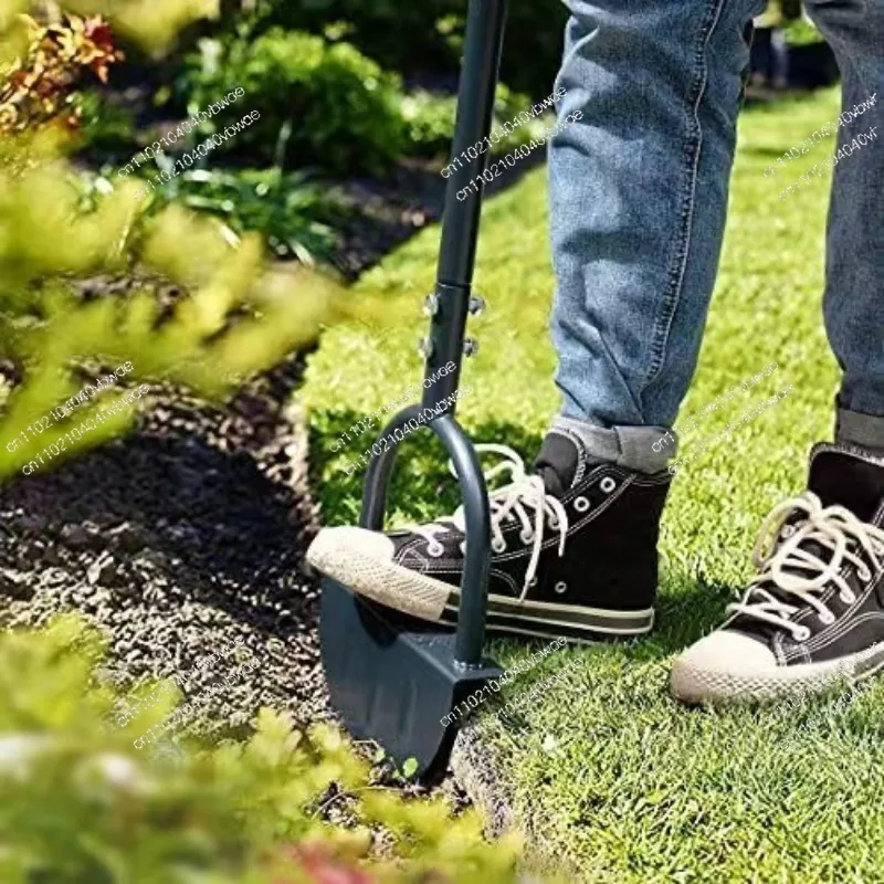 Manual trimming shovel, half-moon lawn trimmer with handle, serrated hand lawn trimming tool, step trimming shovel