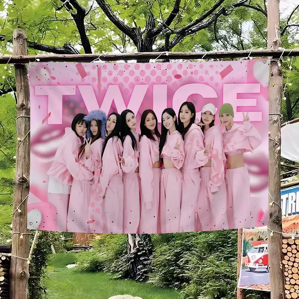 Kpop Group T-Twice Printed Large Flag Art Science Fiction Room Home Decor Decor Banner