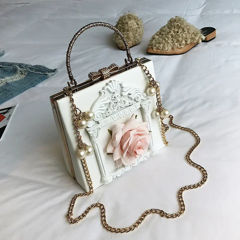 Vintage Gothic Lolita Girl Single Shoulder Bag Baroque Style Women Flower Messenger Bag Cosplay Chic Palace Princess Handbag