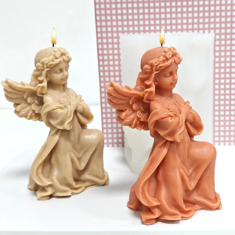 Praying Angel Candle Mold Silicone DIY Handmade Aromatherapy Wax Mold Sacred Healing Style Decorative Art Tool
