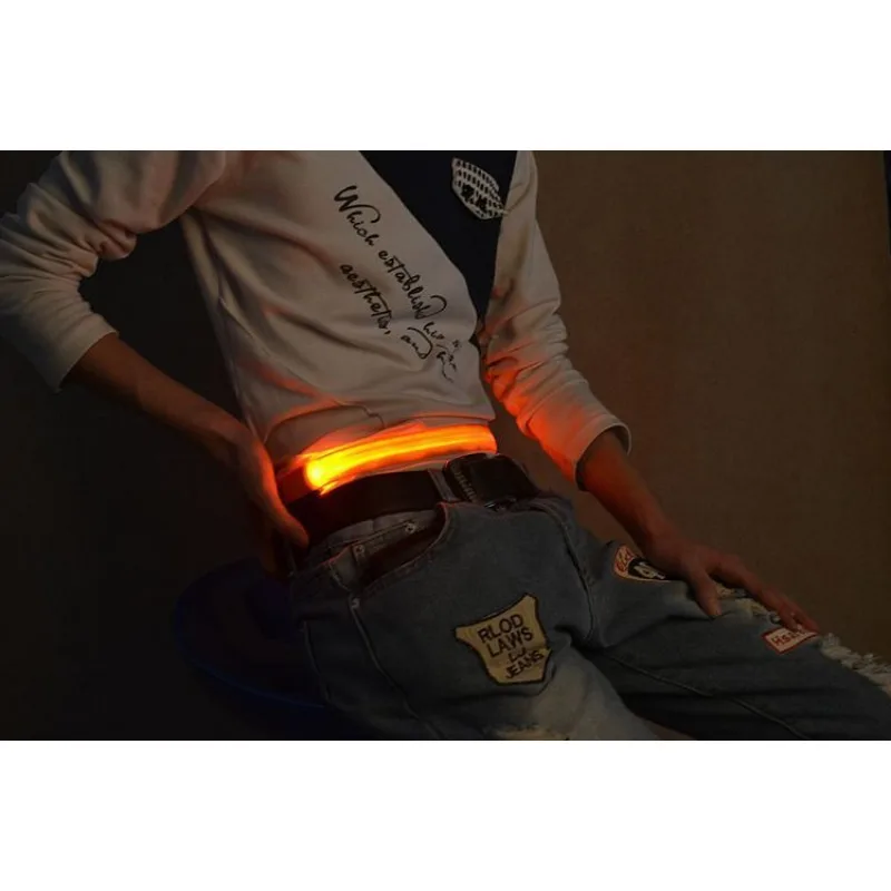 充電式LEDグローベルト ランニング安全ライト 反射式ナイトジョギングウエストバンド フラッシュ警告 可視性 アウトドアアクティビティ