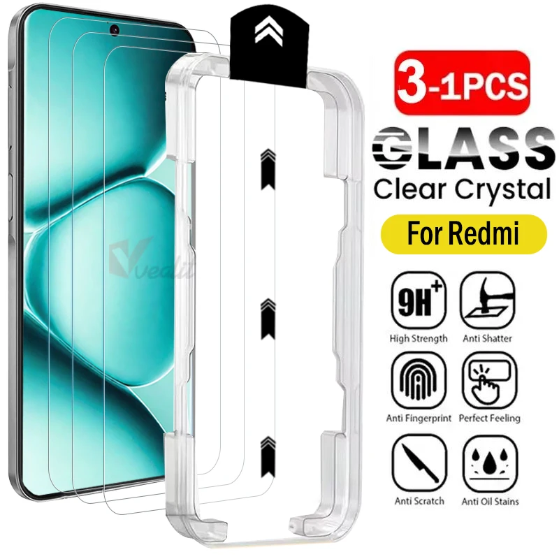 

1-3 шт. Защитное стекло без пыли, простое в установке, для Xiaomi Redmi Note 15 14 13 12 11 Pro+ 5G 4G 14s, защитная пленка для экрана