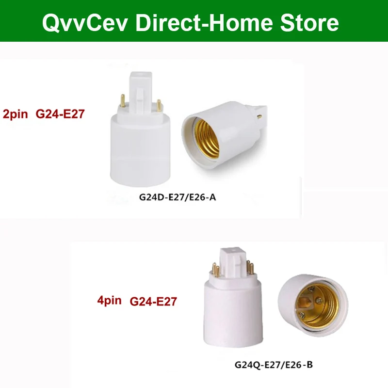 

2pin 4pin G24 To E27 Lamp base bulb Socket G24 Adapter Screw power Holder Retardant Converter Light Bulb Halogen CFL Lamp