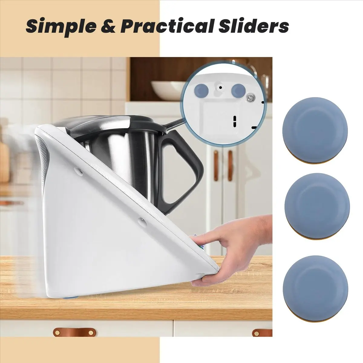 A013 12Pcs Kitchen Appliance Sliders for Counter, Adhesive Sliding Tray Compatible with Most Coffee Makers, Air Fryers