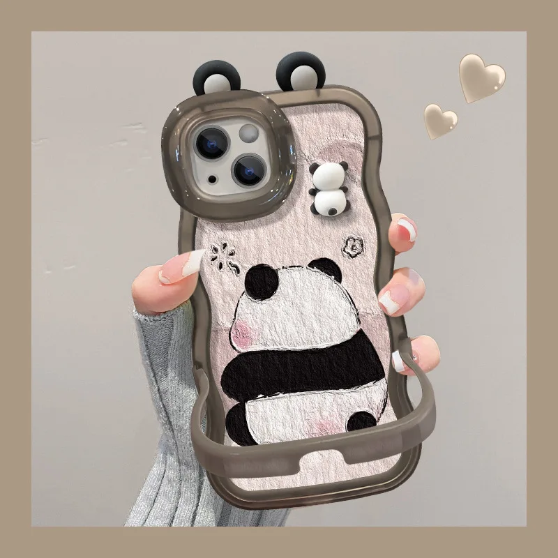 

Suitable for iPhone 17 Cartoon Phone Case 16promax Invisible Double Bracket 15pro Silicone 14 Full Package Xr Protective Cover