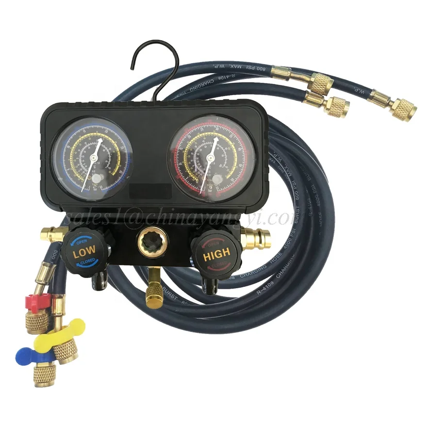 Elettrovalvola HVAC A/C Refrigeration Kit R32 R410A R134A Ball Valve Manifold Gauge Set Auto Service Kit 1.2 Meter Charging Hoses Altre valvole — dettaglio 2