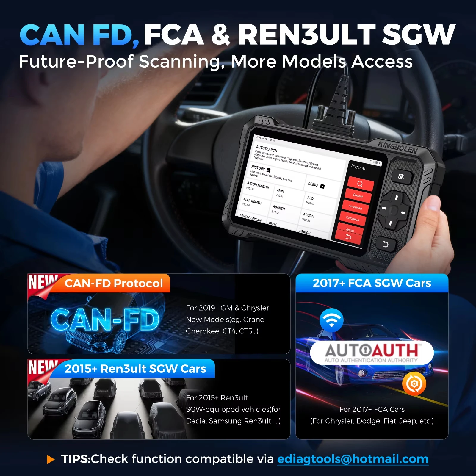 2026 KINGBOLEN S6 Elite  Upgraded of S6 Bidirectional Scanner CANFD 15 Resets,Full System Car Diagnosis Lifetime Free Use