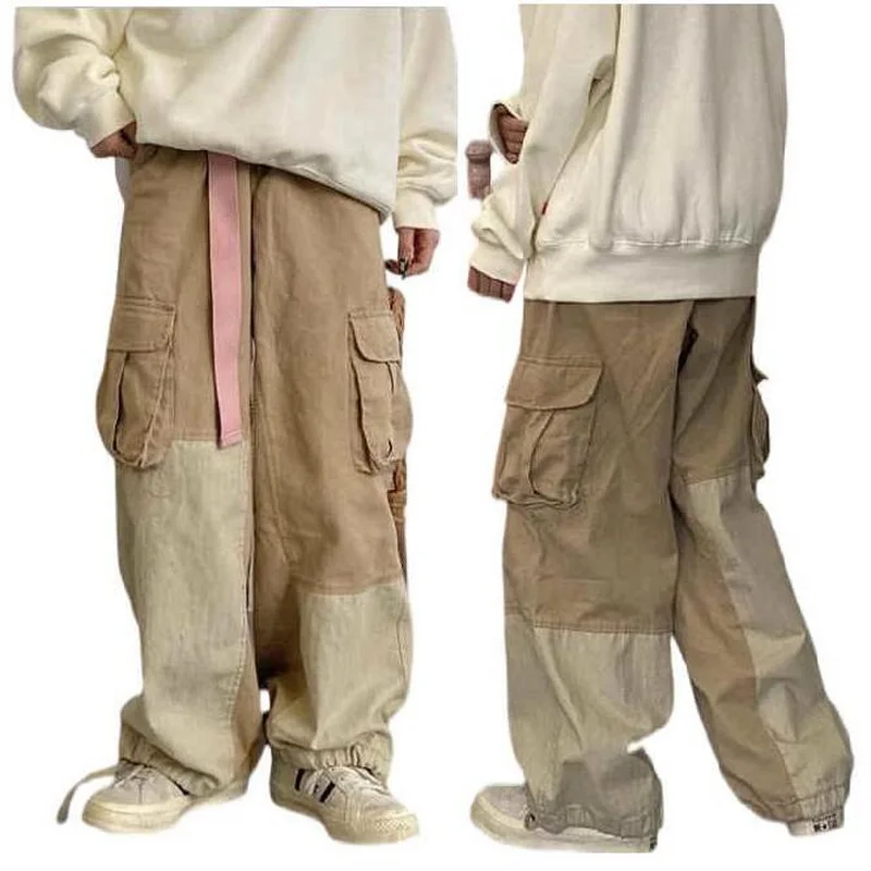 

Female Pants Straight Wide-Leg Pants Loose High-Waisted Cargo Trousers casual Pants Streetwear Hip Hop Pants