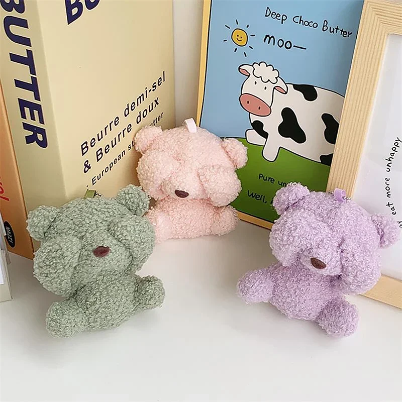 Cartoon Covering Face Shy Bear Doll Keychain Pendant Plush Bear Doll Toy Cute Stuffed Bag Charms Decorations Couple Pendant Gift