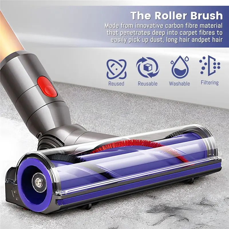 AB08-Roller Brush Bar Kit Replacement For Dyson V7 V6 DC59 SV11 SV03 SV04 SV05 SV09,Vacuum Cleaner Accessories,With Wheels