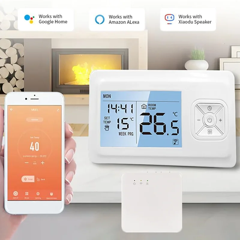 

Intelligent WiFi Thermostat with LCD Display - APP Voice Control Programmable for Floor Heating and Gas Boiler Systems