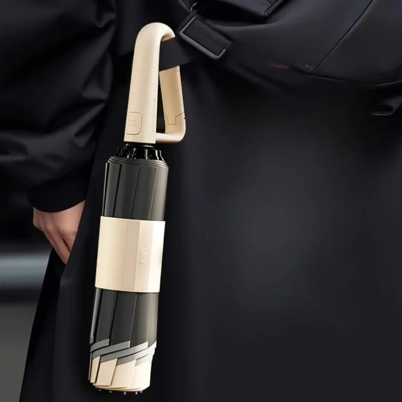 シンプルな女性用自動開閉式防風折りたたみ傘、uvカット、携帯用超軽量、旅行や日常使いに最適、逆折り傘、防水生地、スタイリッシュでおしゃれな日傘