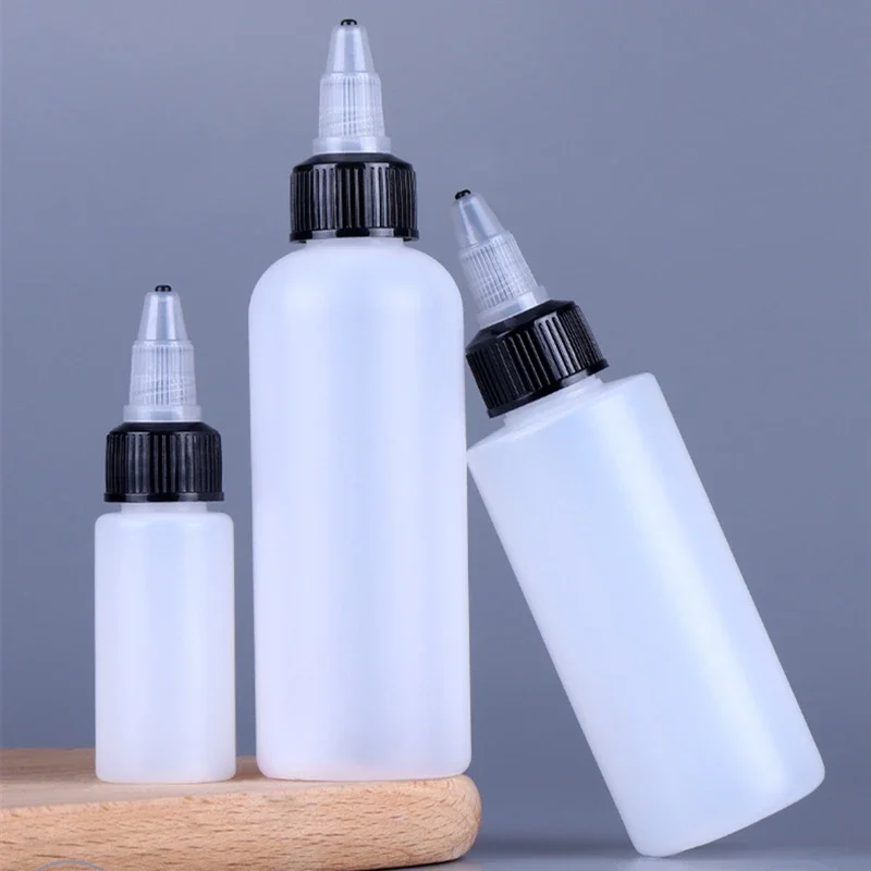 10-200ml Pointed Bottle Empty Glue Water Sand Painting Ink Plastic Gel Cap Tattoo Color Material Squeezed Semi Clear Extruded