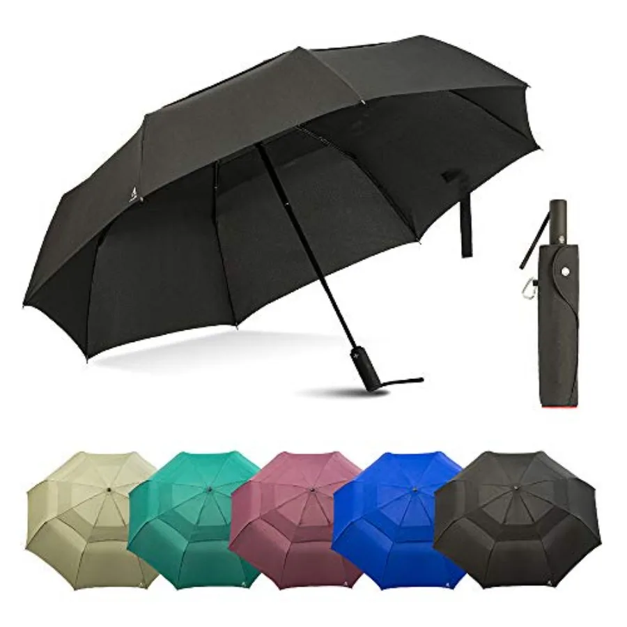 

Portobello Large Umbrella For Rain - Big 54 Inch Double Vented Canopy Folds Into Travel Size Big Enough To Fit In 2 Adults Heav