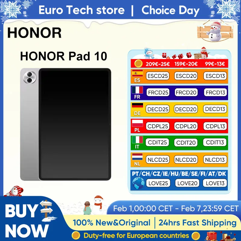 Versión Global HONOR Pad 10 tableta 2,5 K 12,1 ''pantalla de confort ocular Snapdragon 7 Gen 3 Chipset 10100mAh batería tableta de pintura