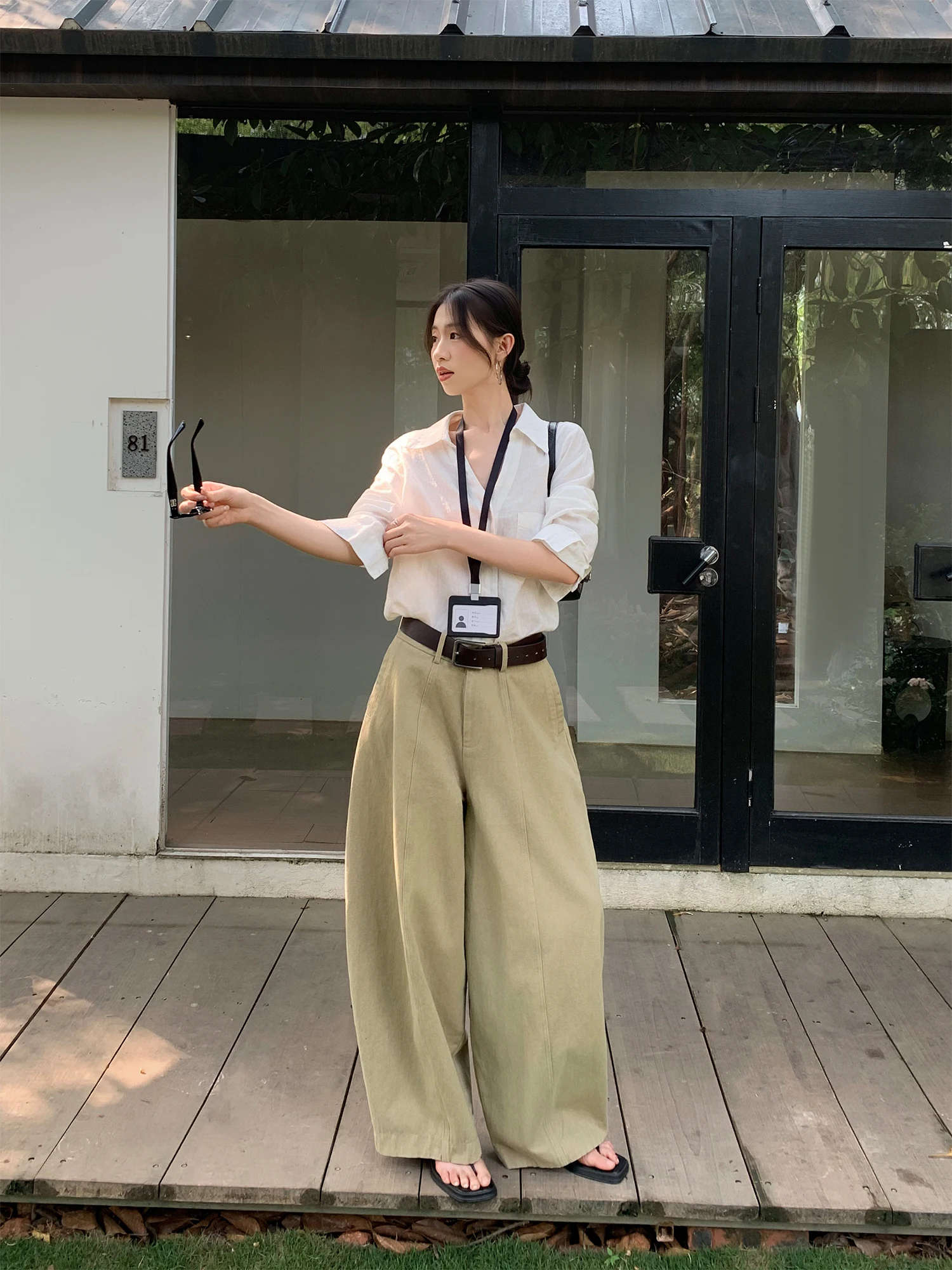 

Женские повседневные брюки с высокой талией, свободные, широкие, струящиеся, комфортные, для весны и лета, длинные брюки для создания расслабленного образа