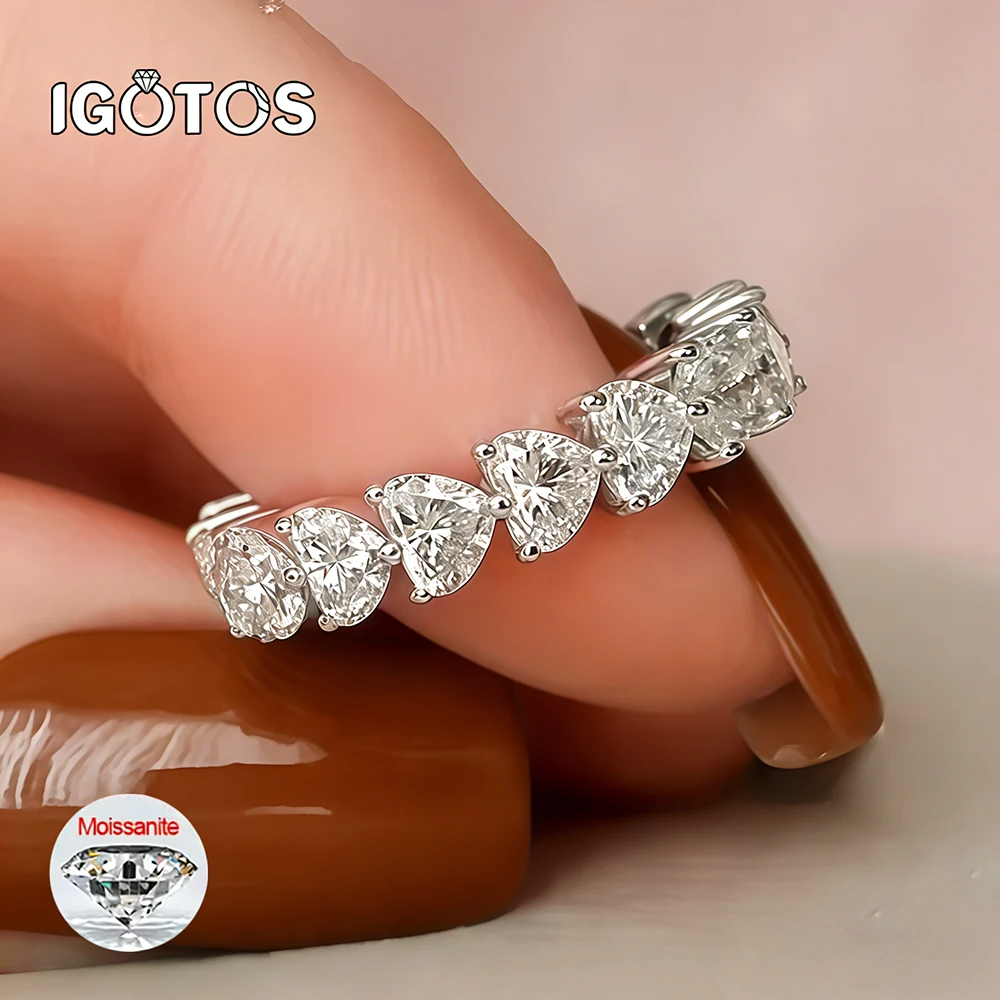 

Кольцо из муассанита огранки в форме сердца 3 мм с сертификатом, женское кольцо из стерлингового серебра 925 пробы, цвет D, полный бриллиант, свадебное кольцо вечности, ювелирное изделие, подарок