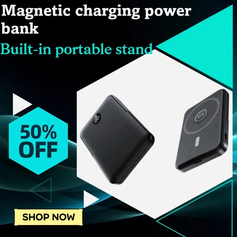

10000/20000mAh 15W Magnetic Fast Charging Power Bank with Stand Portable Magnetic Power Bank for Mobile Phones