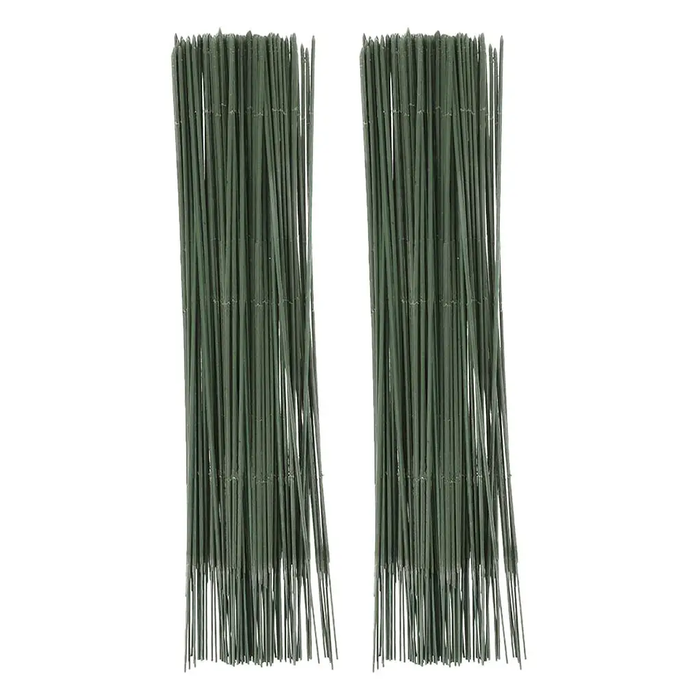 

100 Pcs Green Flower Rods Durable Iron Wire Realistic Coating for Wreaths Bouquet Crafts Floral Arrangements DIY Stems