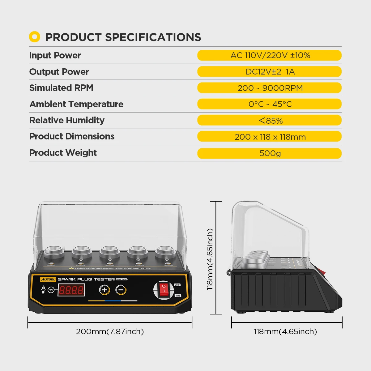Autool spt360 neueste auto zündkerzen tester zünd tester 220v 110v automobil diagnose werkzeug 5 loch zündkerzen analysator – Detail 16