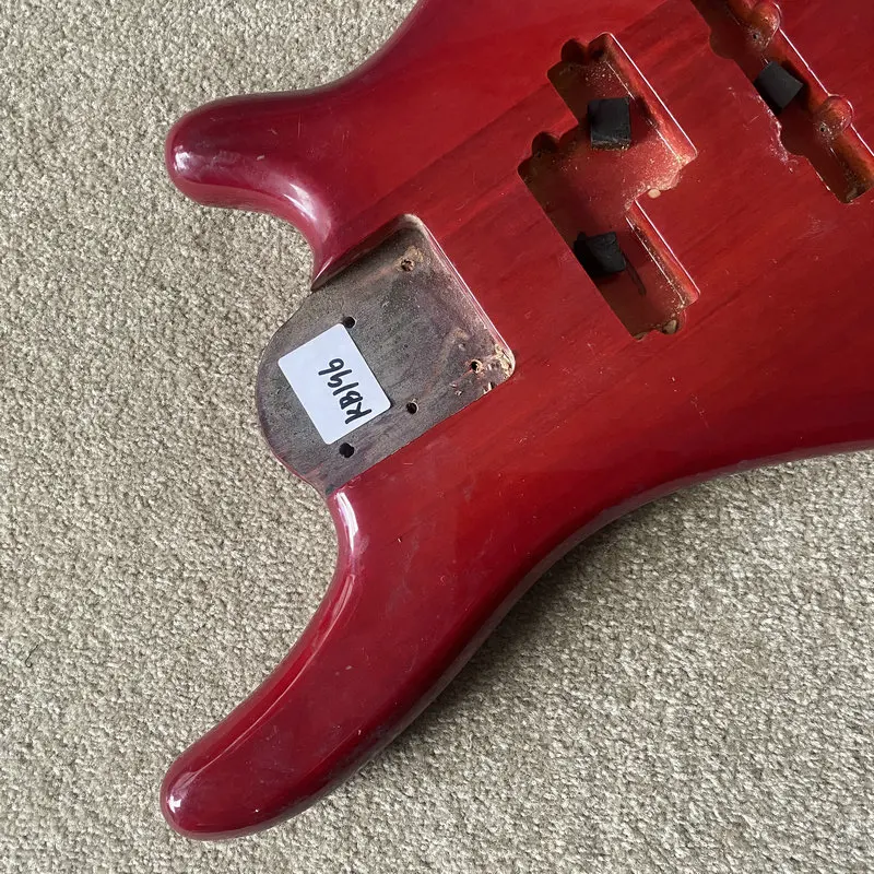 KB196 5 String Version Unfinished Electric Bass Body Transparent Red Color in Solid Basswood Active PJ Bass DIY Replace