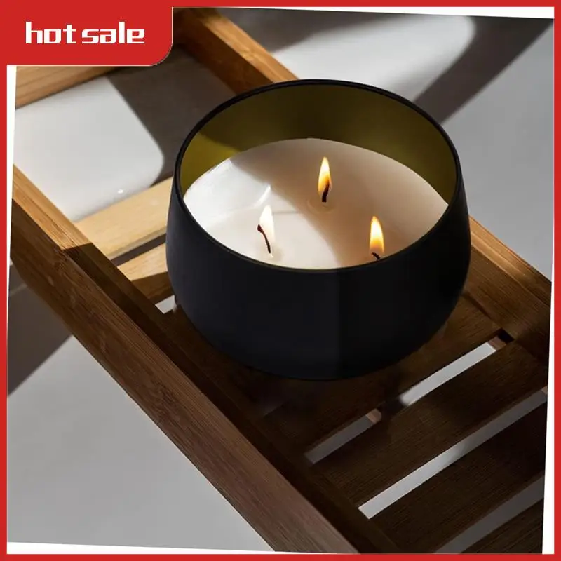 

A50M-Candle Jar Candle Making Tins Sealed Cans With Lid Wedding Gift Tin Tinplate Jewelry Storage Gold Black