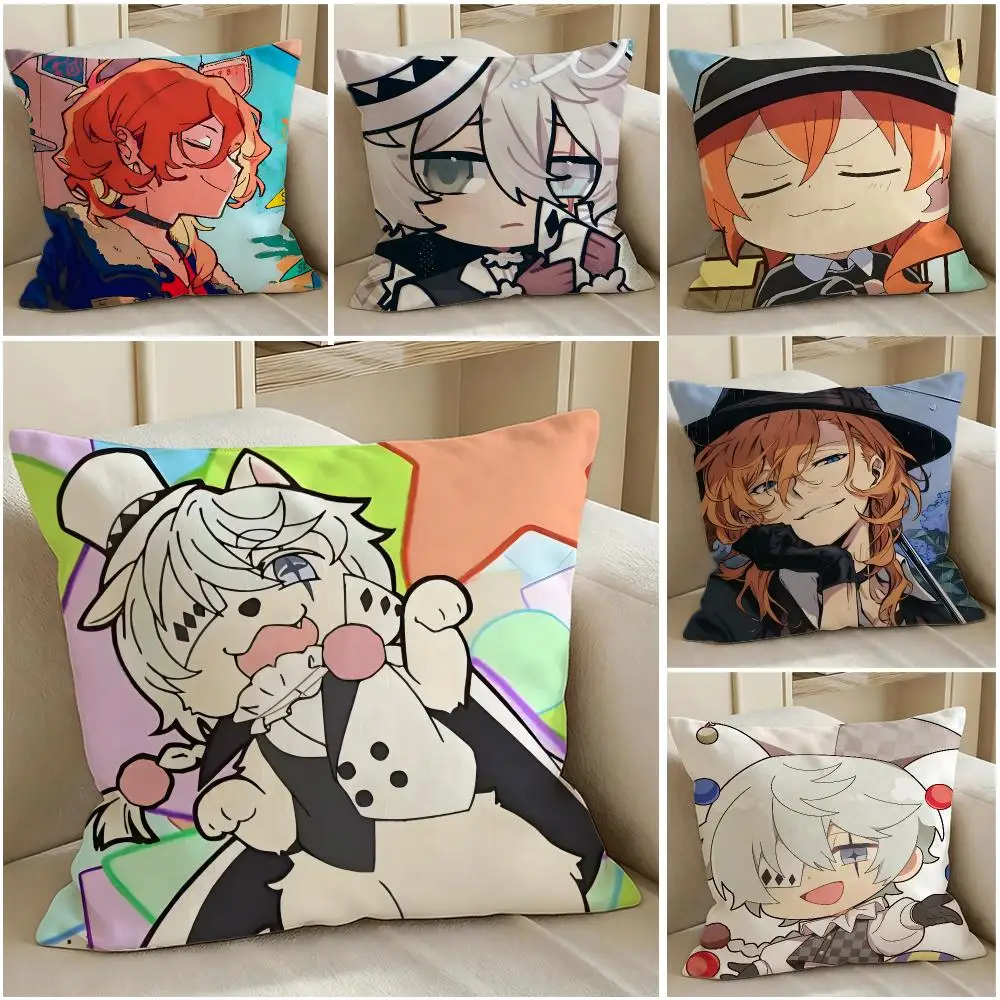 anime Bungo Stray Dogs Cushion Cover Pillow Short Plush Warm CreamStylel Cushion for Living Room Bedroom Sofa Ideal for Gifting