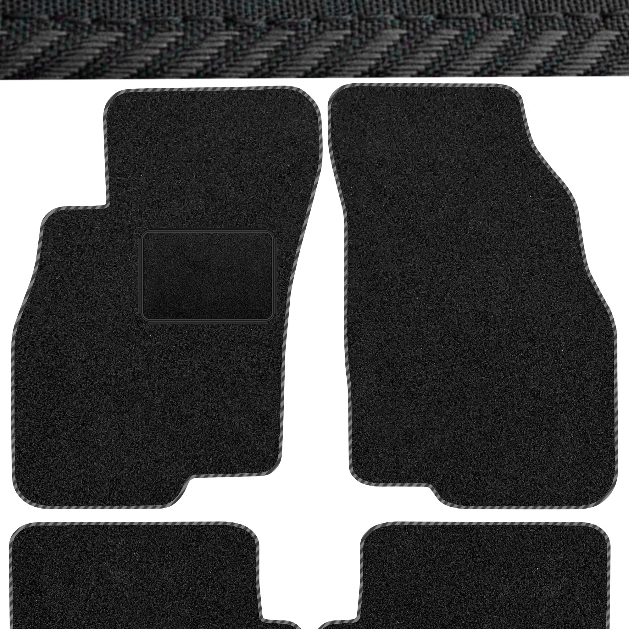 Image of Fiat Panda II 2003-2012 Veloursteppdecken-Set – Schwarz