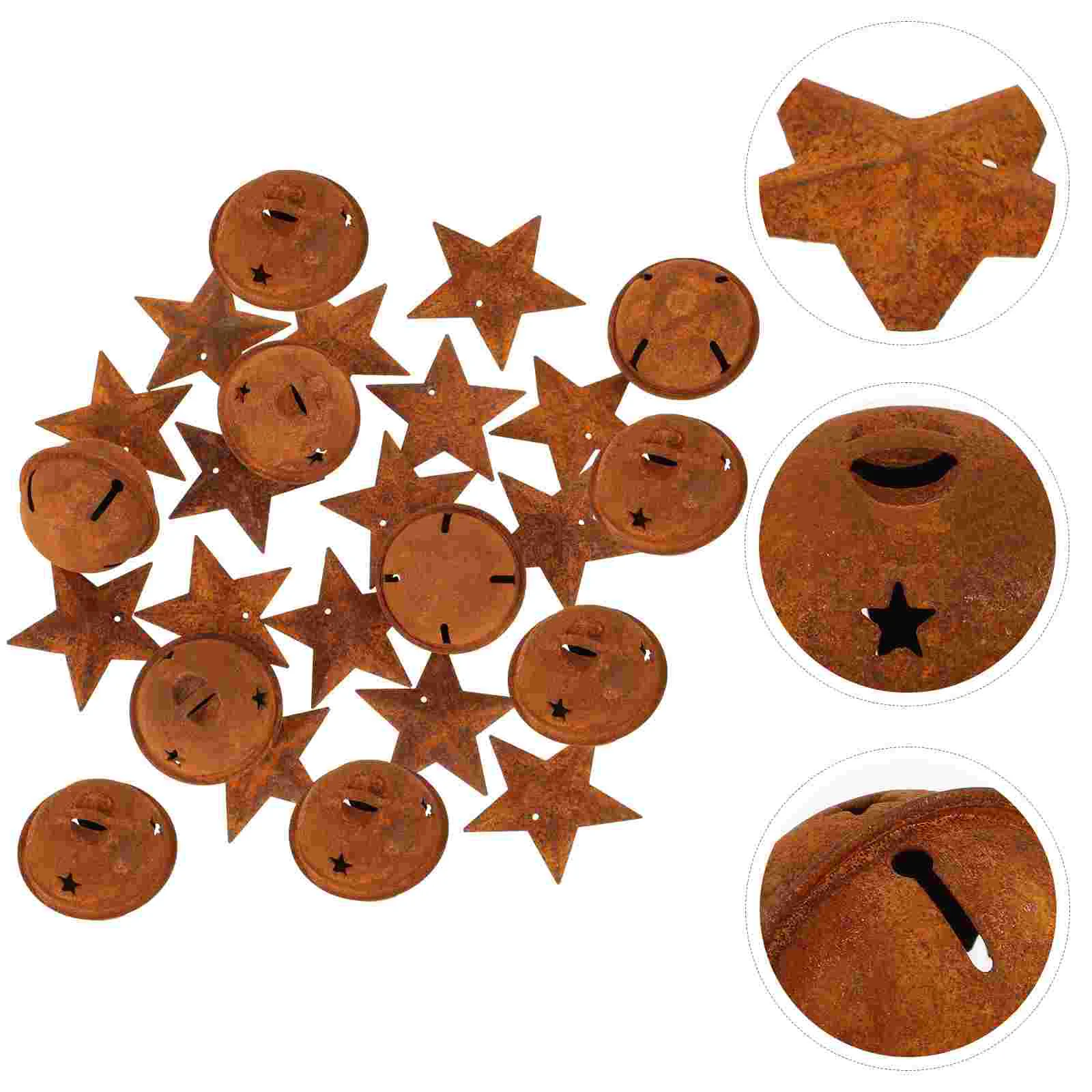 50 Pcs Rusty Star Bell Holiday Decor Xmas Hanging Bells Tree Ornament Christmas Festival Decoration Iron Stars