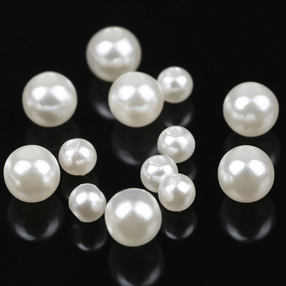 3mm-16mm Size ABS Imitation Pearl Bead Loose Spacer Beads for Jewelry Making White Beige DIY Imitation Garment Beads Bracelet