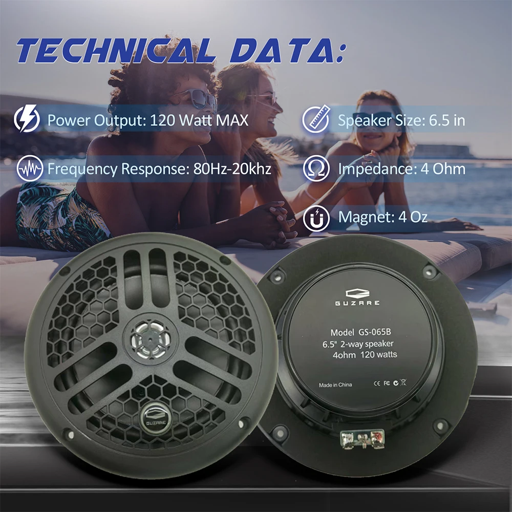 6.5inch 240Watts 2 Way Marine Waterproof Speakers For UV-Proof SPA ATV UTV Golf Cart Boat Yacht Motorcycle Outdoor Music Speaker