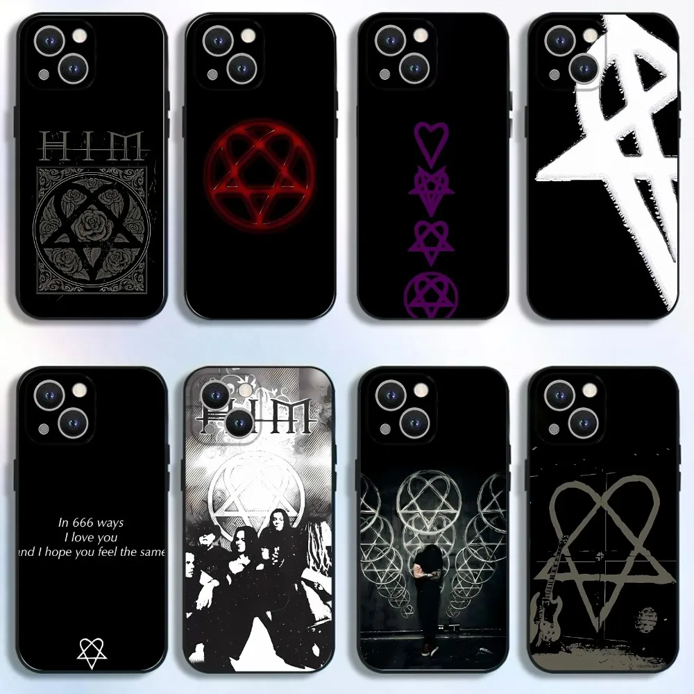 

Him Ornate Heartagram Phone Case For iPhone 16,15,14,13,12,11 Plus,Pro Max,XS,X,XR,SE,Mini,8,7,Soft Silicone Black Cover