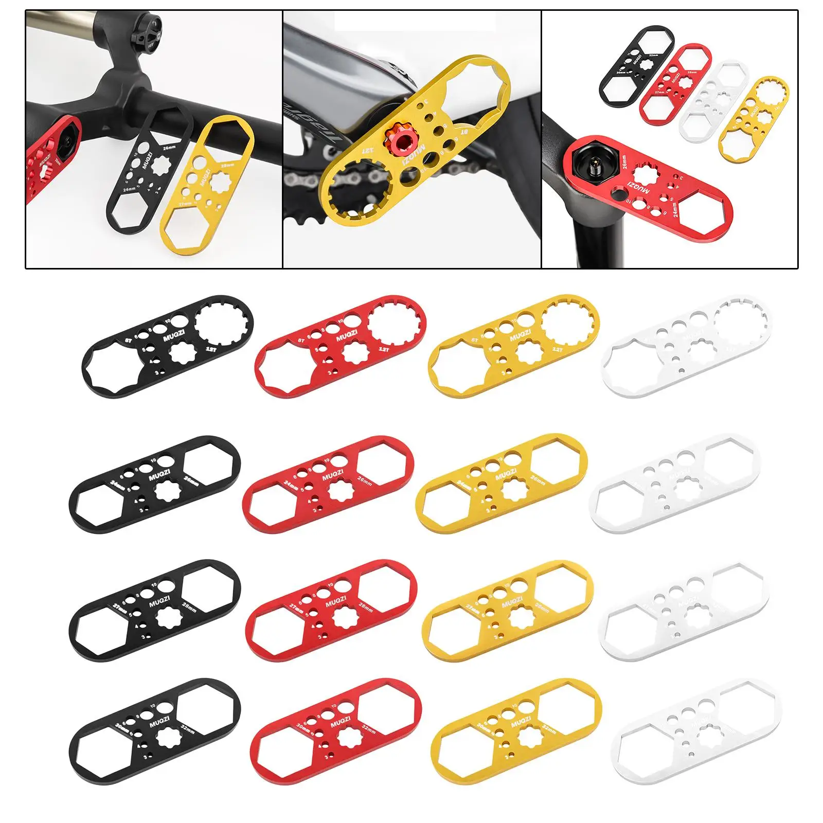 Bicycle Fork Cap Wrench Spanner Aluminum Alloy Sturdy with Thread Measuring Hole Bike Repair Tool Bike Front Fork Caps Wrench image 2