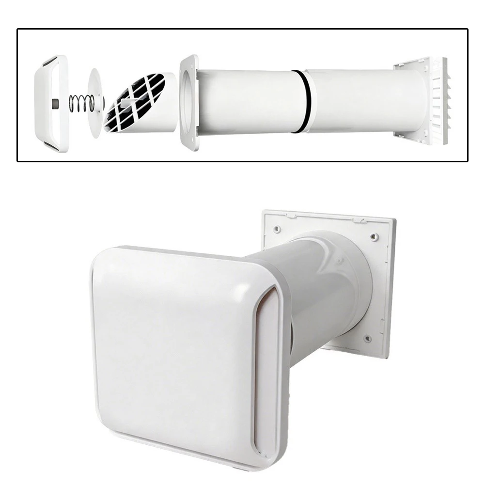 100mm Plastic Through Wall Ventilation Kit Dryer Vent Cover White Louvered Wall Hood Indoor Dryer Vent Kit