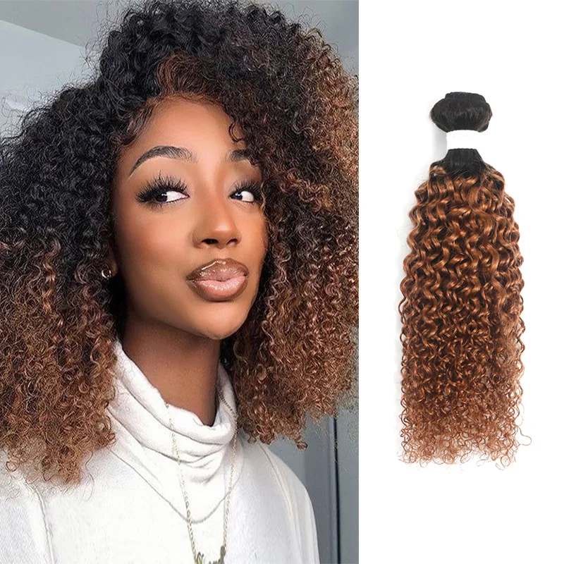 Кудрявые вьющиеся пучки человеческих волос 1/3/4 шт. Ombre Медовый блондин Бразильские пучки человеческих волос Remy Наращивание волос IJOY