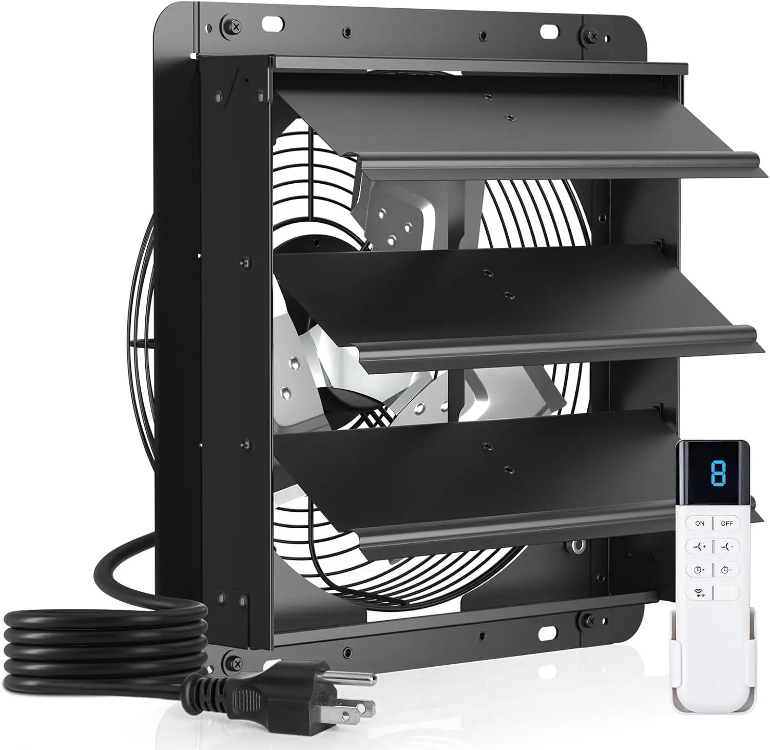 

Wall Mounted Exhaust Fan with Remote Control, Timer, 8 Speeds, 1250CFM, Low Noise, Easy Install for Garages, Shops, Greenhouse