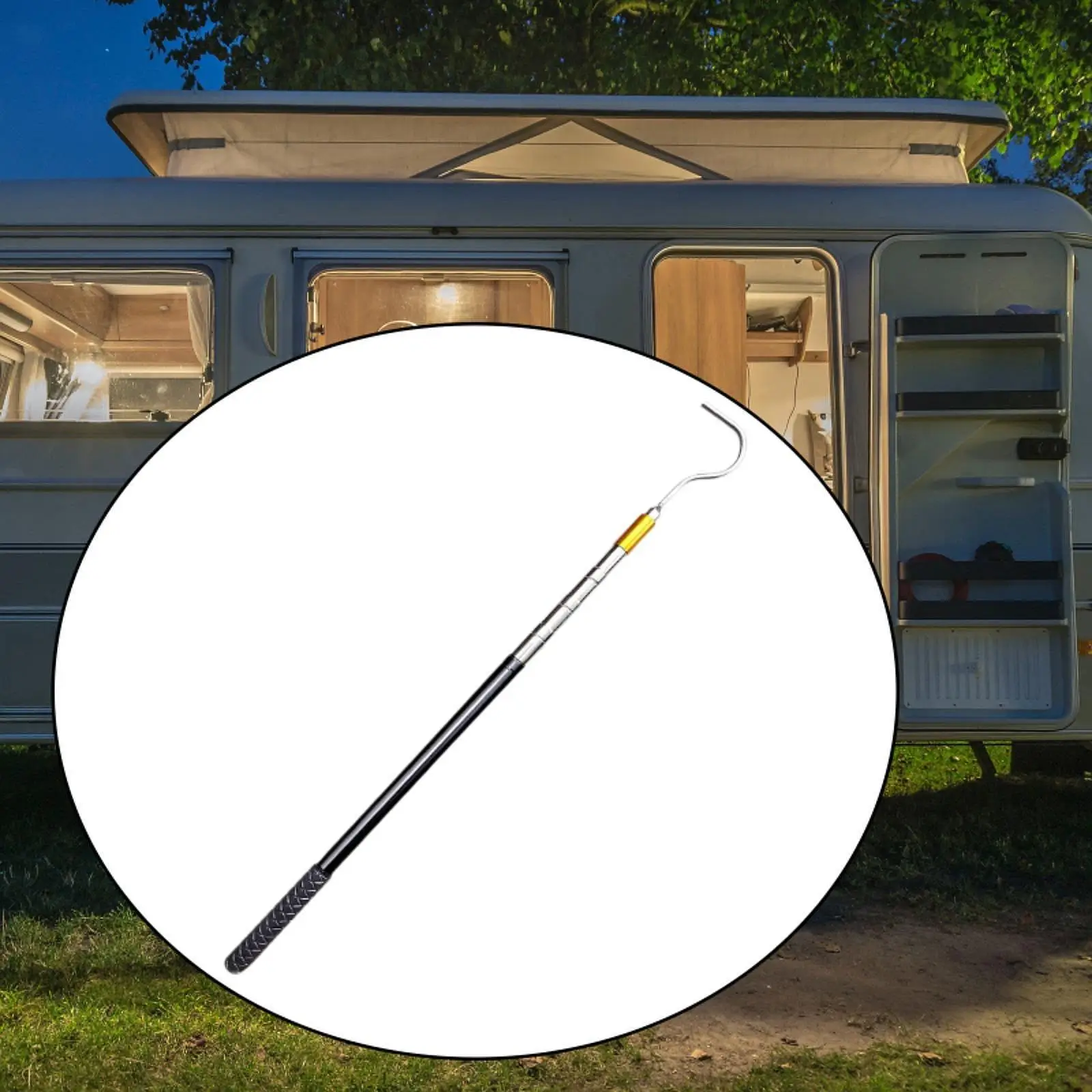 RV Awning Opener Retractable for Tent Shelter Canopy Accessories with Multi Section Locking Awning Parts Rubber Handle Puller