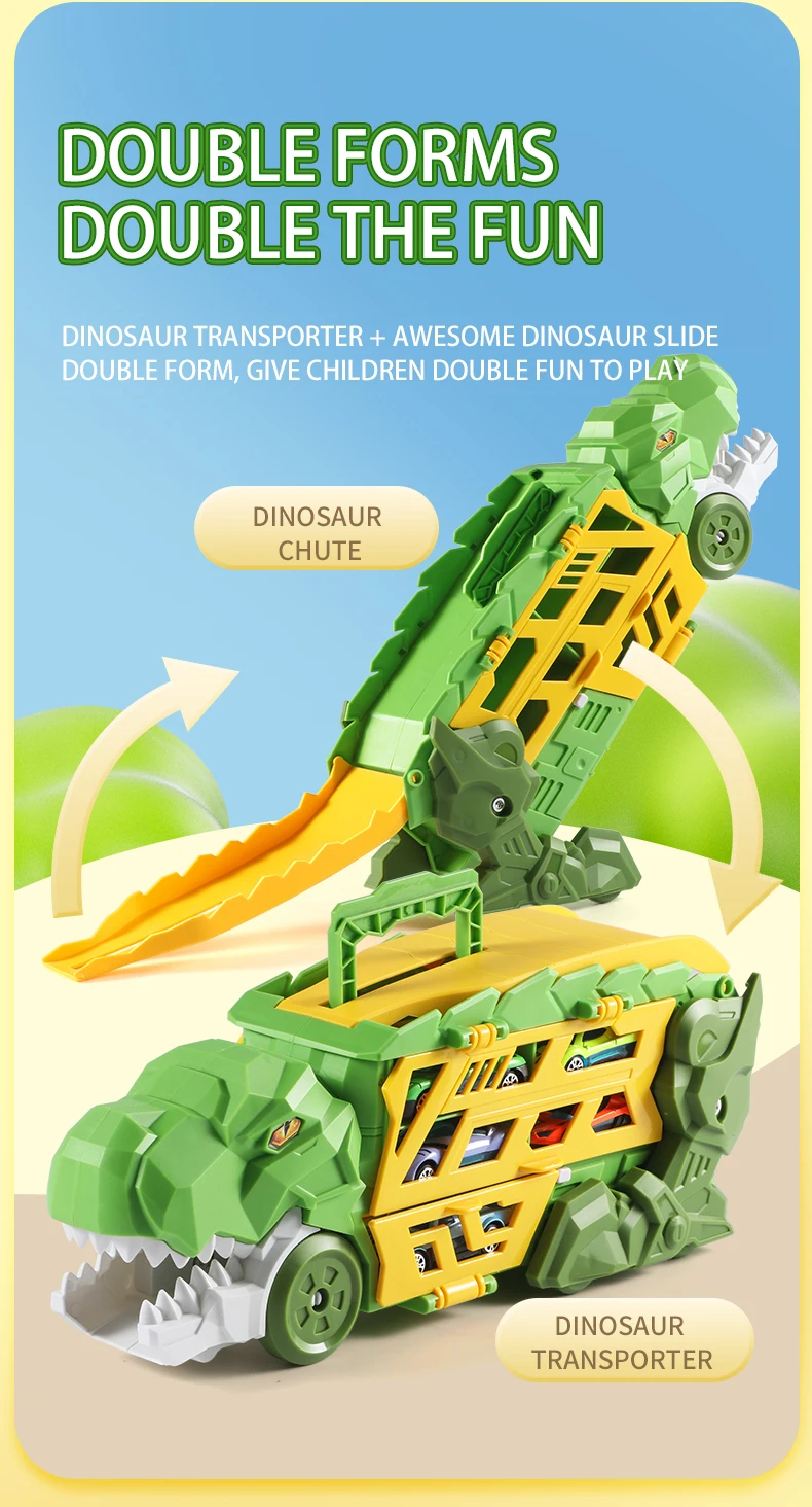 Dinosaurier-Morphing-Rennstrecken-Auswurfauto-Spielzeug, Legierungsauto-Modell, Jungen-Morphing-Gleit-Auswurf-Transport-Puzzle, Geburtstagsgeschenk – Detail 3