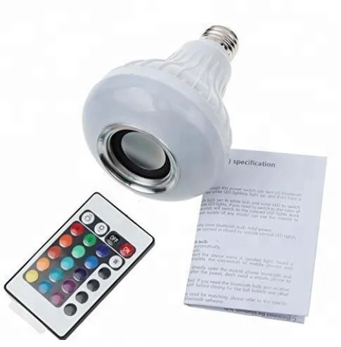 Lâmpadas de farol de música regulável RGB LED Lâmpada, Original, Drop Shipping