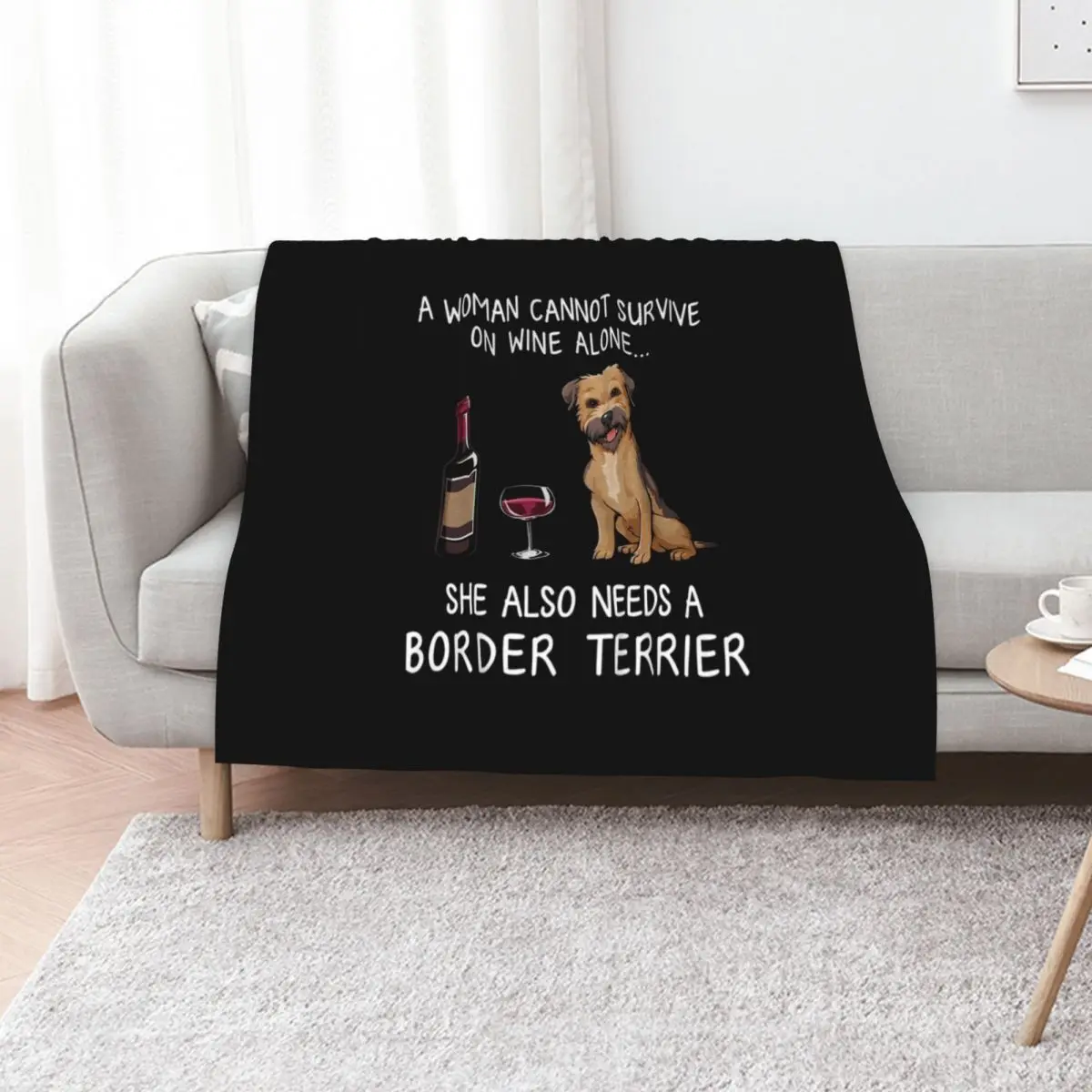 Border Terrier and wine Funny dog Throw Blanket Bed linens Hairy Large Sofa for sofa christmas decoration Blankets