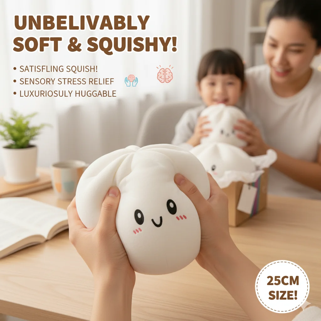 New Arrival Giant Dumpling Squishy, Super‑Large Simulation BBQ Pork Bun Squishy Toy, Slow Rebound Stress Relief Fidget Toy,