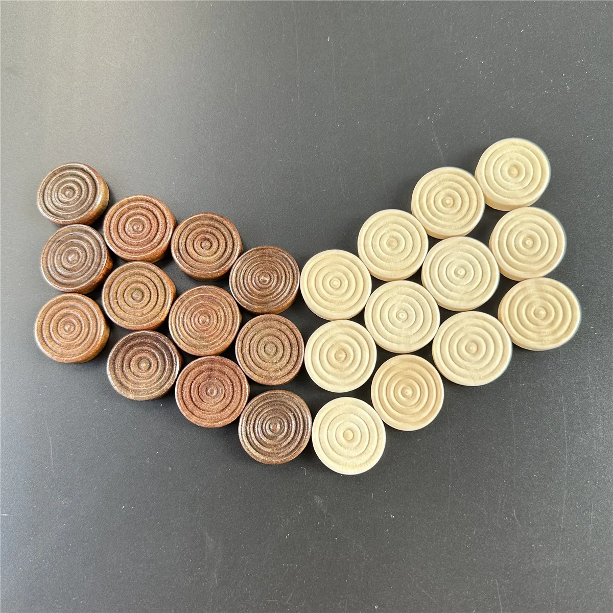 24 Pcs1 Set Of 2.5cm/0.98inch Round Wooden Checkers Round International Checkers Pieces For Board Game Backgammon Accessories